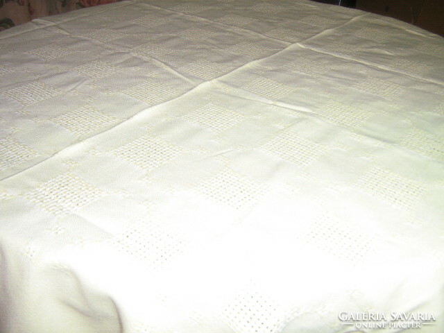 Beautiful woven tablecloth with yellow woven pattern