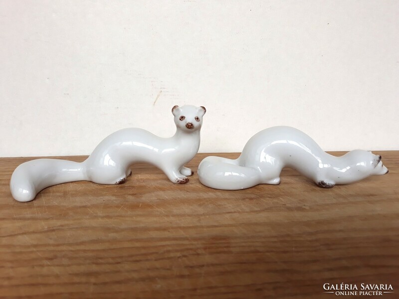 2 marked beautiful porcelain ermines