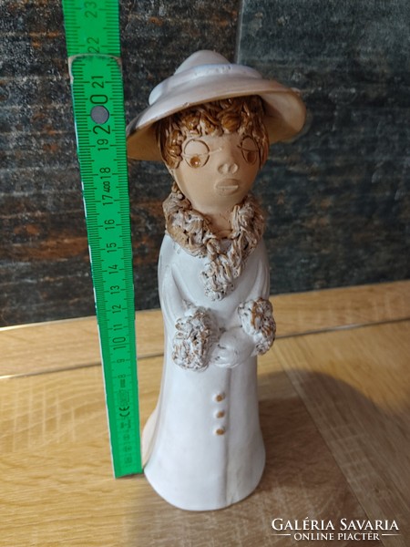 Antalfiné Szente Katalin ceramic lady with a hat 22 cm