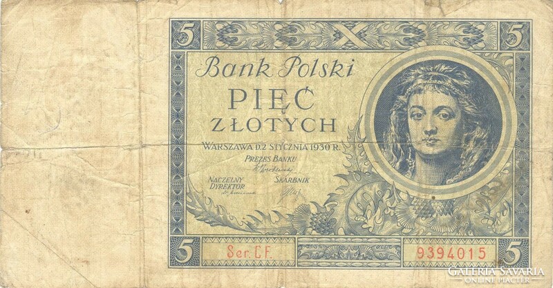 5 zloty zlotych 1930 Lengyelország 1.