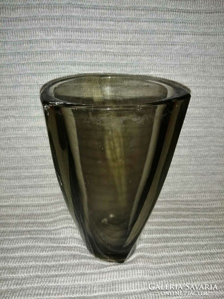 Retro smoke colored glass vase (a12)