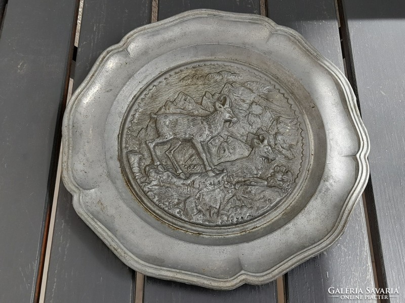 A beautiful scenic pewter plate