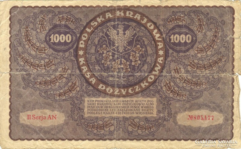1000 Marka 1919 Poland II. Series 1.