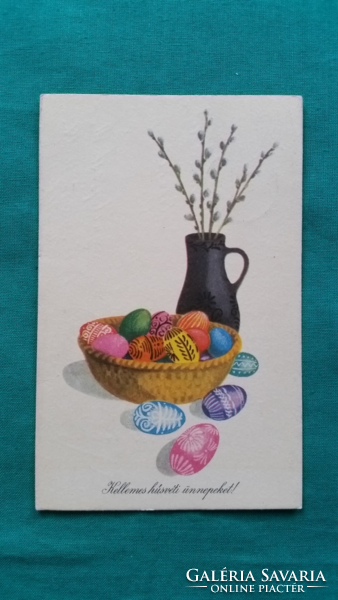 Régi húsvéti képeslap - rajz: Novák Henrik, futott