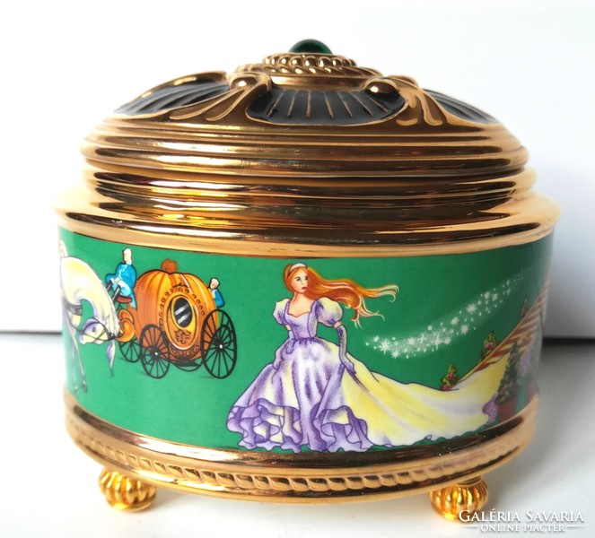 Faberge porcelán Hamupipőke zenedoboz, bonbonier