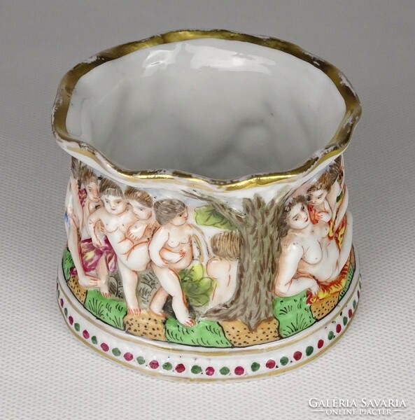 1P952 old capodiomonte porcelain ring holder bowl