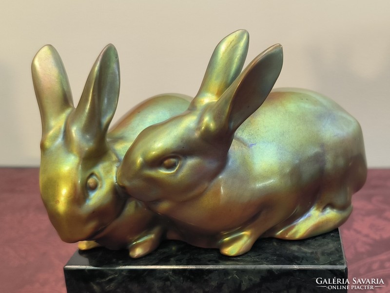 Happy Easter! Rare Zsolnay flawless eosin rabbit from the 1930s (andrás sinkó)