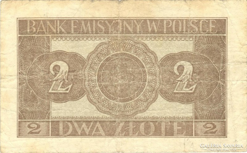 2 zloty zlotych zlote 1941 Lengyelország 2.