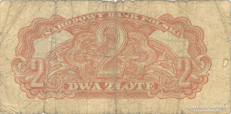 2 zloty zlotych zlote 1944 Lengyelország VH.