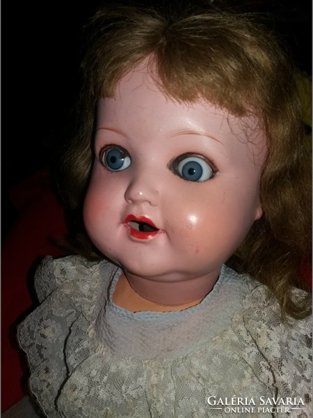 Antique marked sonneberg german serial number glass-eyed porcelain coated toy doll 55 cm according to pictures