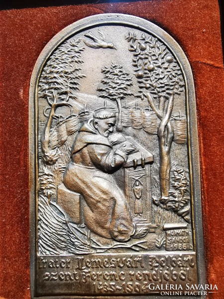 Timisoara Pelbar Franciscan monk, bronze plaque