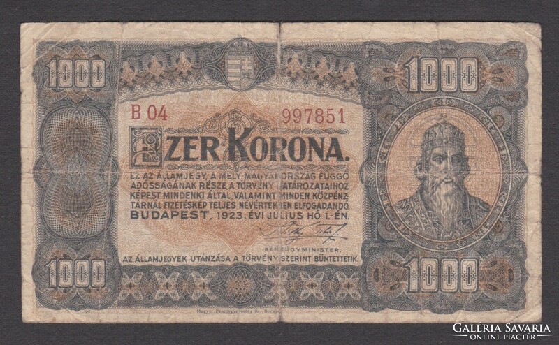 1000 Korona párban (1920 és 1923) (G+,P+)