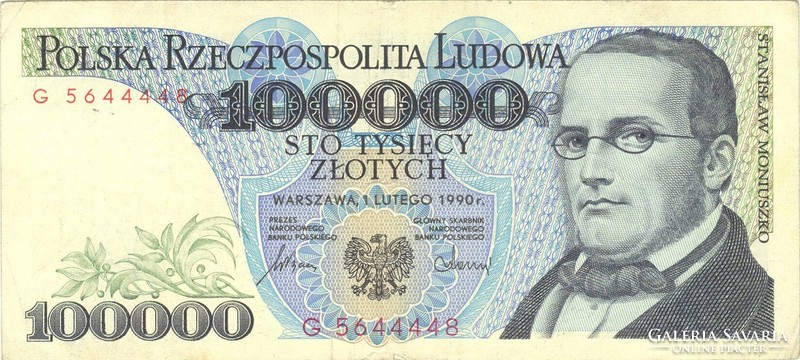 100000 Zloty zlotych 1990 Poland