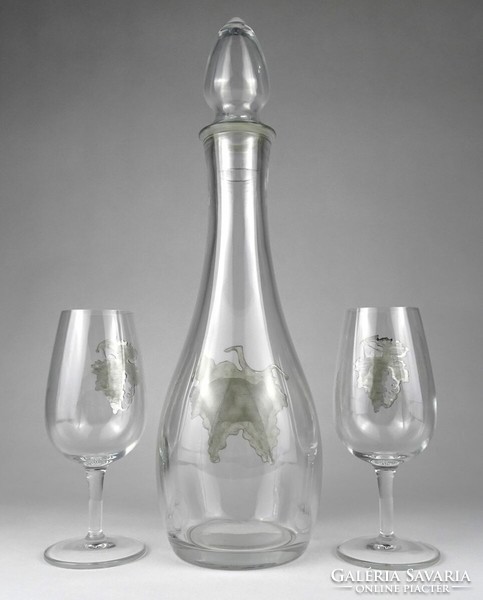 1Q876 Nagyméretű boros üveg dugóval 2 darab pohárral pároknak
