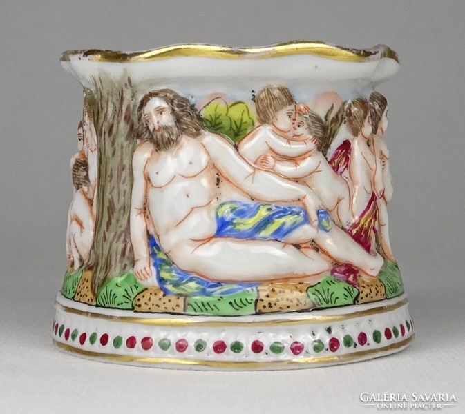 1P952 old capodiomonte porcelain ring holder bowl