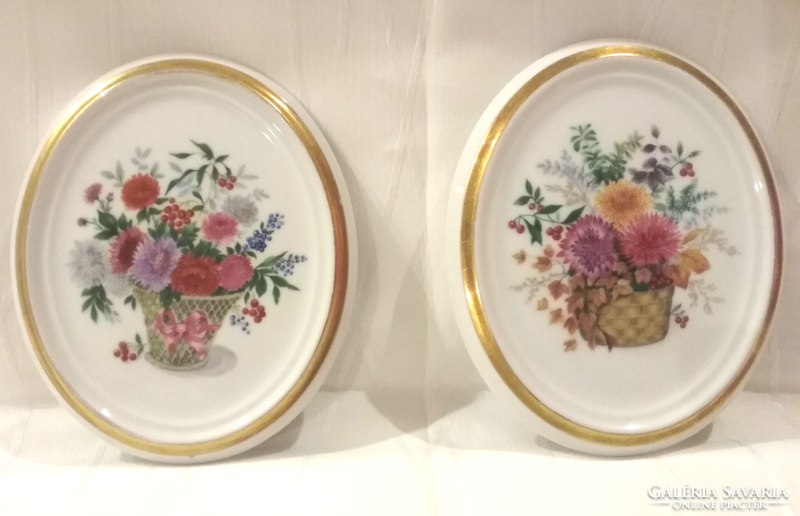 Beautiful old 2 pieces of porcelain wall decoration picture in pairs