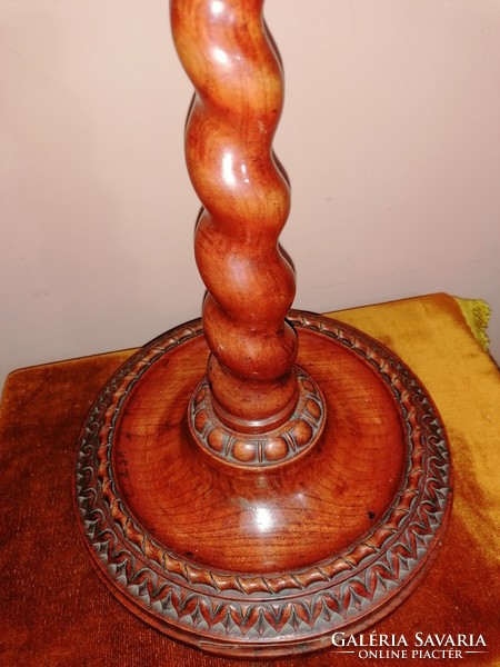 Antique, table, turned wooden lamp,