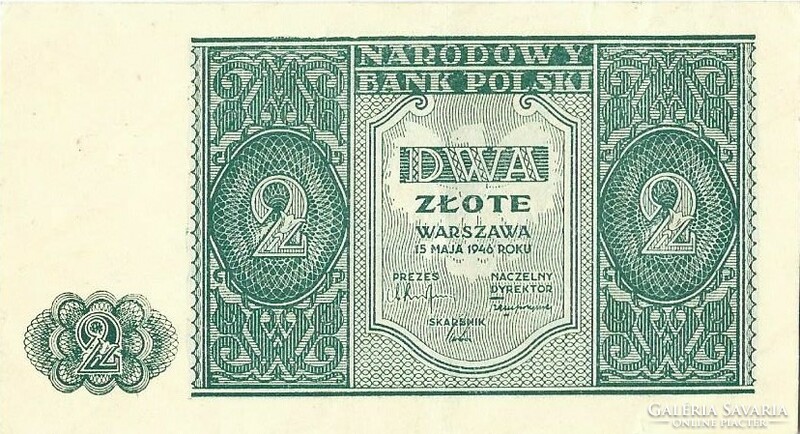2 Zloty zlotych zlote 1946 Poland aunc