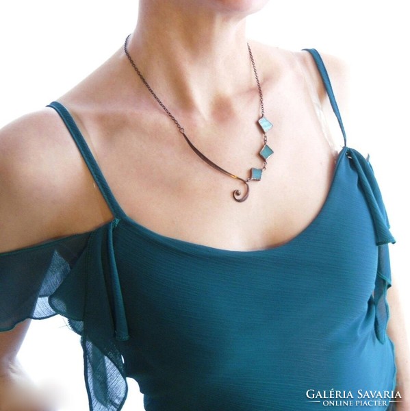 Turquoise glass jewelry, necklace