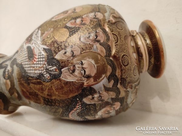 Antik patinás szép sokalakos Japán satsuma porcelán váza Ázsia 916 8637