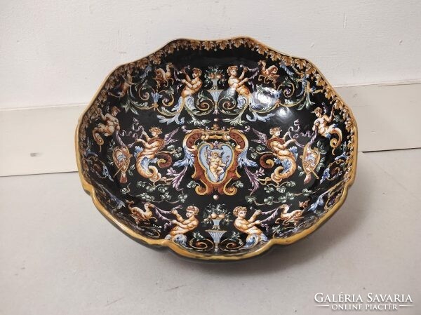 Antique French Gien Renaissance bowl tin-glazed earthenware porcelain fruit bowl centerpiece 957 8639