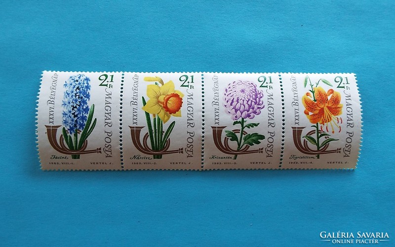 (Z) 1963. 36. Stamp day row** - flower iv. - Continuous strip - (cat.: 500.-) - Description!!!