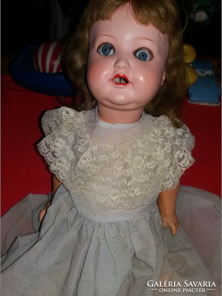 Antique marked sonneberg german serial number glass-eyed porcelain coated toy doll 55 cm according to pictures