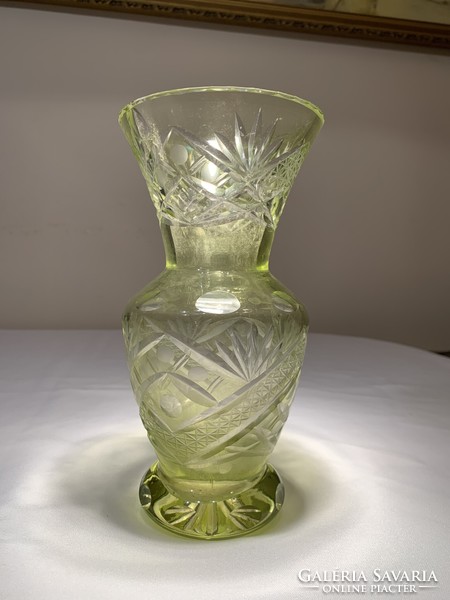 Neon green polished glass vase