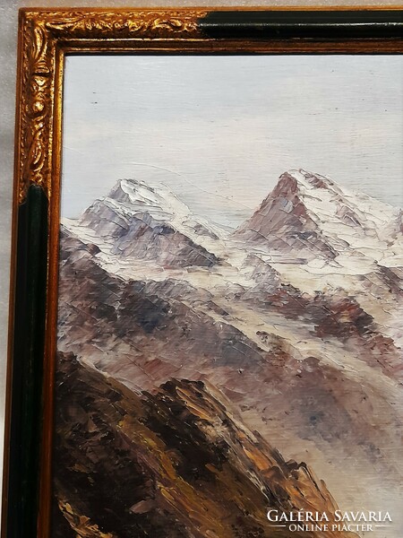 Astrid Walford (1907_1984): Alpesi táj; olaj - furnér festmény
