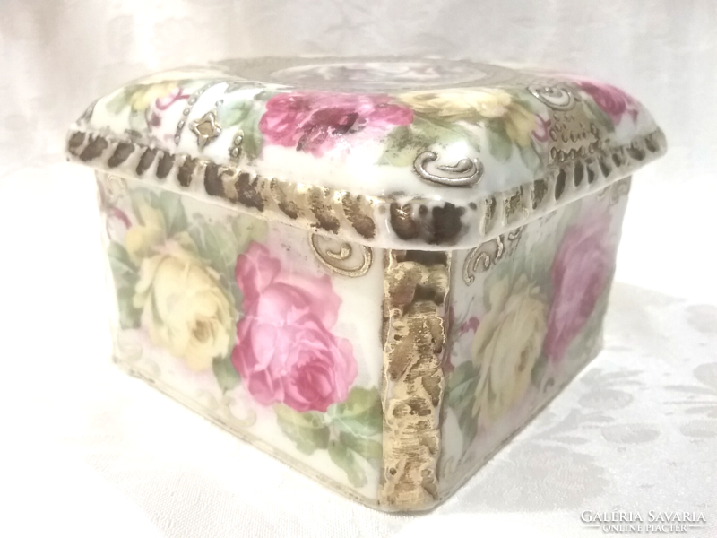 Antique, marked rose jewelry holder