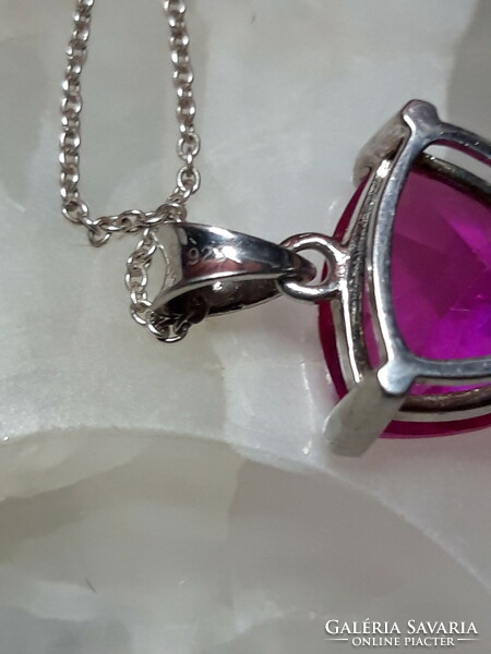 Pink sapphire necklace - silver jewelry