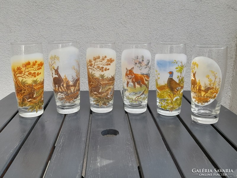 Hunter scene glasses 6 0.5 liter jugs