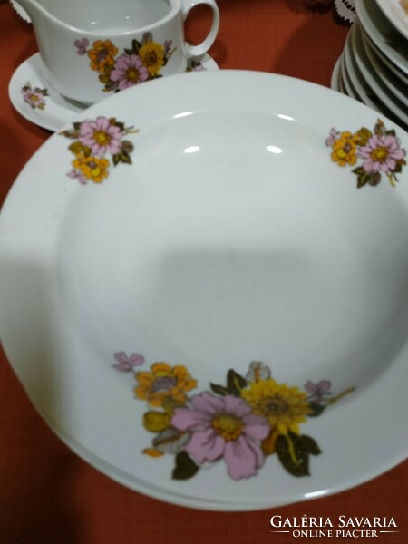 Dahlia-patterned lowland porcelain, deep-flat plate, cookies, sauce