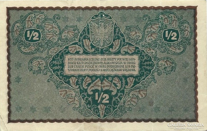 1/2 0,5 márka márki 1920 Lengyelország Ritka