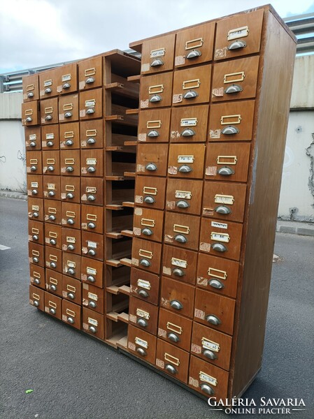 Extra loft, antique, old cardboard box, with a total of 70 drawers, storage, organizer