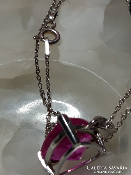 Pink sapphire necklace - silver jewelry