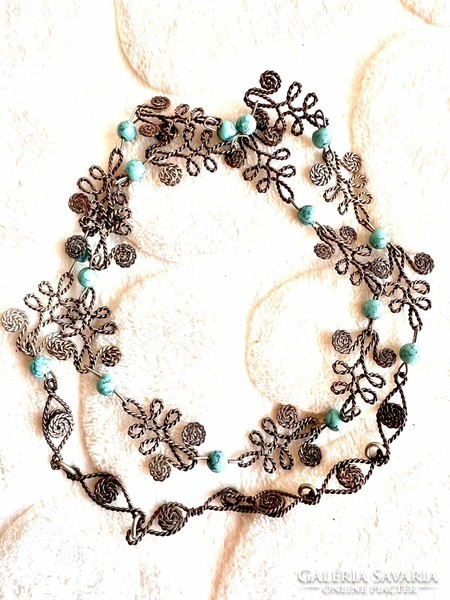 Beautiful silver-plated turquoise decorative antique necklace