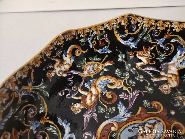 Antik francia Gien reneszánsz tál ónmázas fajansz porcelán gyümölcs tál asztalközép 957 8639