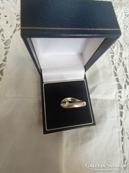 Old handmade silver ring with cultured pearl and marcasite for sale!