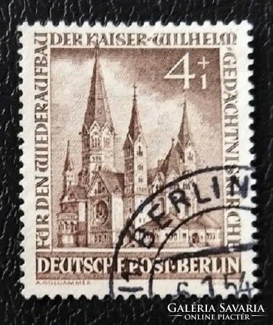 Bb106p / Germany - Berlin 1953 the Kaiser Wilhelm Church is restored. Stamp line 4+1 pf. Sealed
