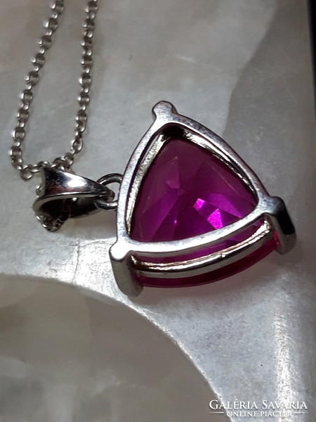 Pink sapphire necklace - silver jewelry