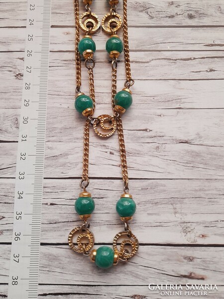 Retro necklace, green-gold color