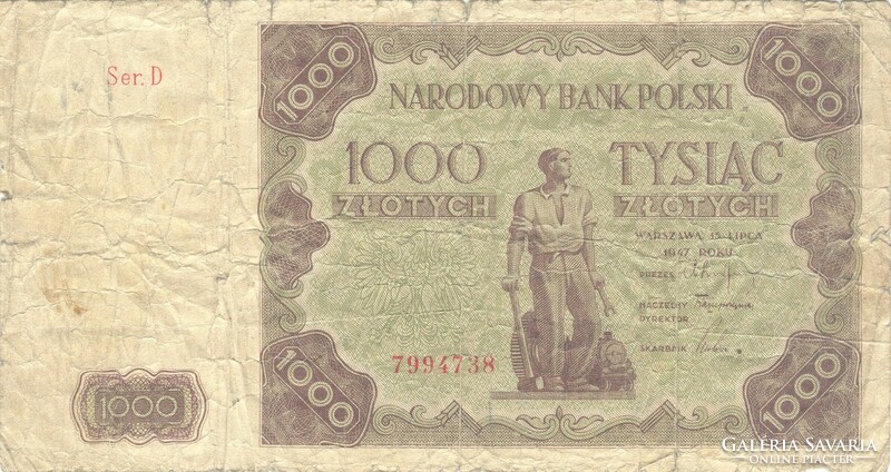 1000 Zloty zlotych 1947 Poland