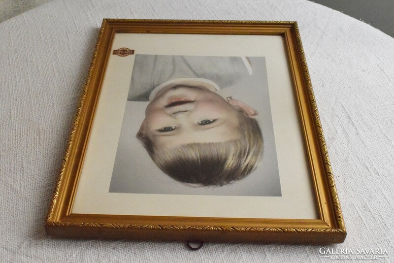 Old studio photo, portrait of a little girl, photographer's light * fabric ktsz. Framed, glazed