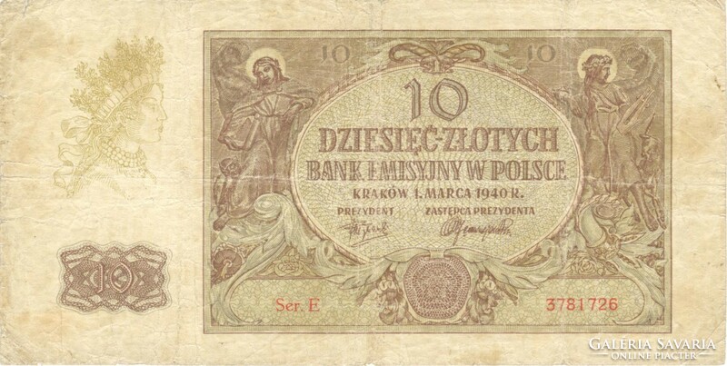 10 zloty zlotych 1940 Lengyelország német megszállás