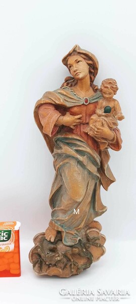 Virgin Mary painted wooden statue