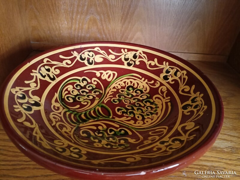 Painted, glazed ceramic wall bowl, work of an unknown workshop HUF 5,000