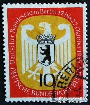 Bb129p / Germany - Berlin 1956 the Bundestag in Berlin stamp series 10 pf. Its value is sealed