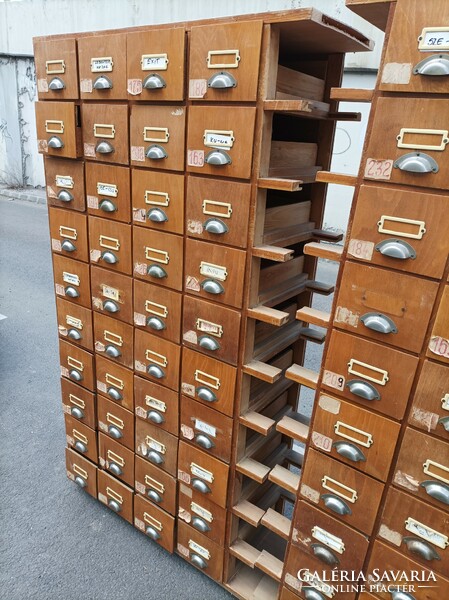 Extra loft, antik, régi kartonozó, összesen 70 fiókos,  tároló, rendszerező