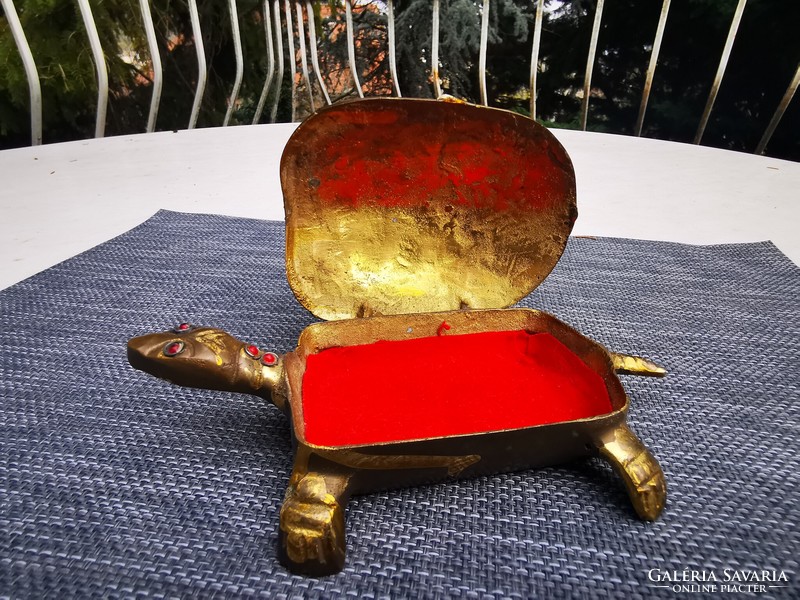 Old copper turtle, jewelry holder